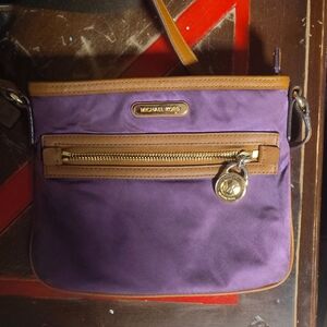Michael Kors Purple and Tan Crossbody Bag